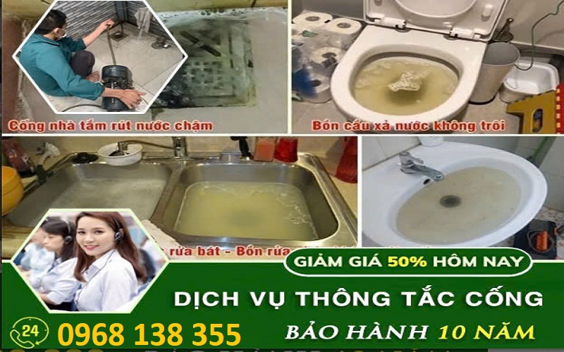 Thông cống, thông bồn cầu, thông chậu rửa bát, thông ống thoát nước tại Hoài Đức